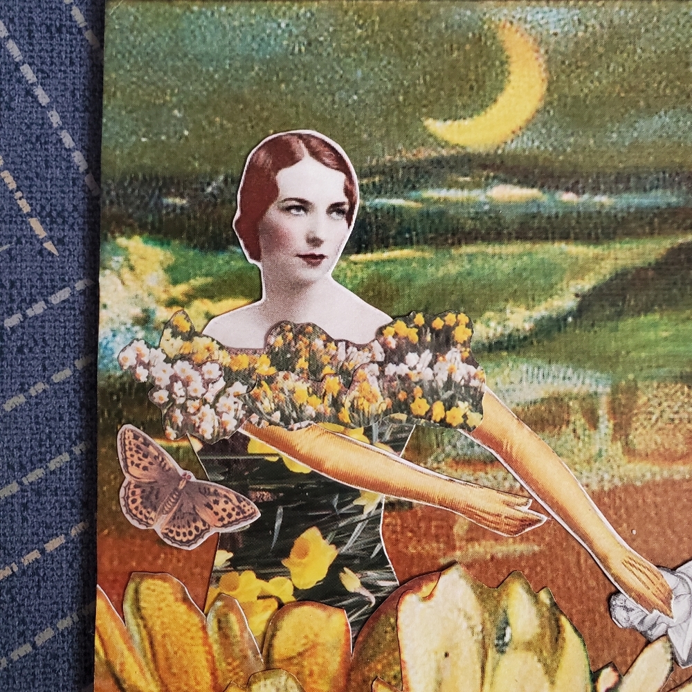 🙏 HAND CRAFTED Magnet collage art vintage floral - Picture 6 of 8